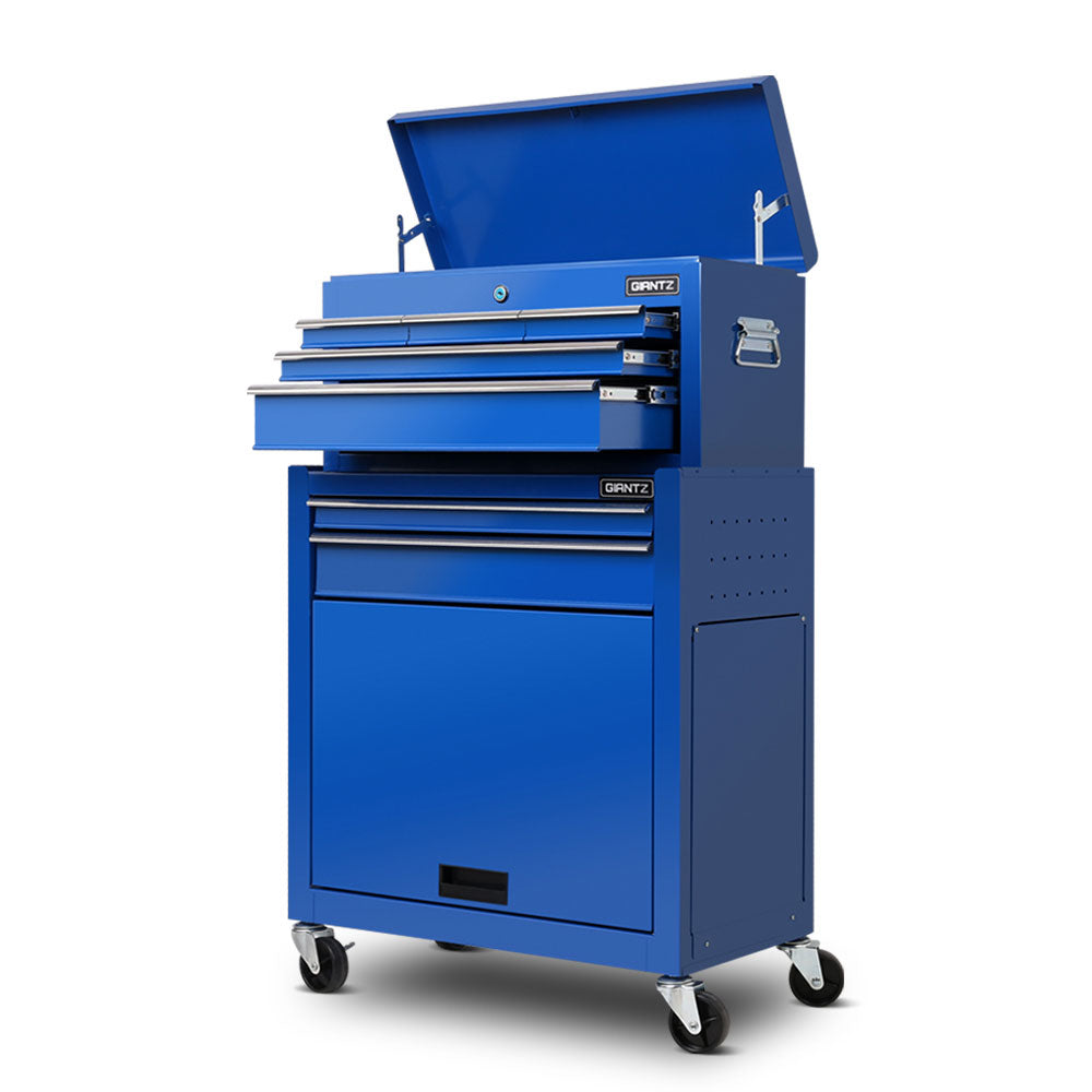 Giantz 7 Drawer Tool Box Cabinet Chest Storage Garage Toolbox Organiser Set Blue-2