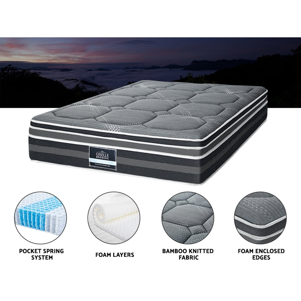Giselle 35CM KING Mattress Bed 7 Zone Dual Euro Top Pocket Spring Medium Firm-4
