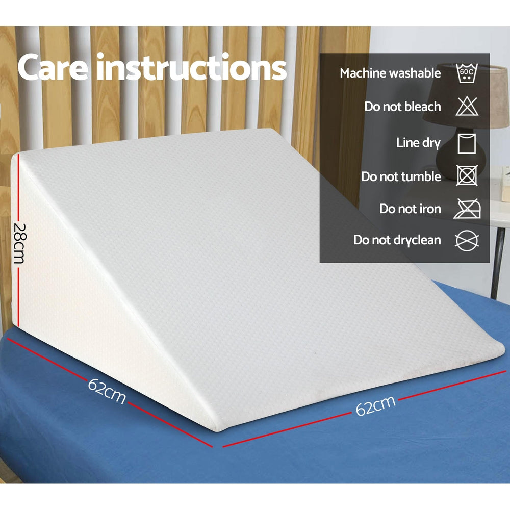 Giselle Bedding 2X Memory Foam Wedge Pillow Neck Back Support with Cover Waterproof Beige-1