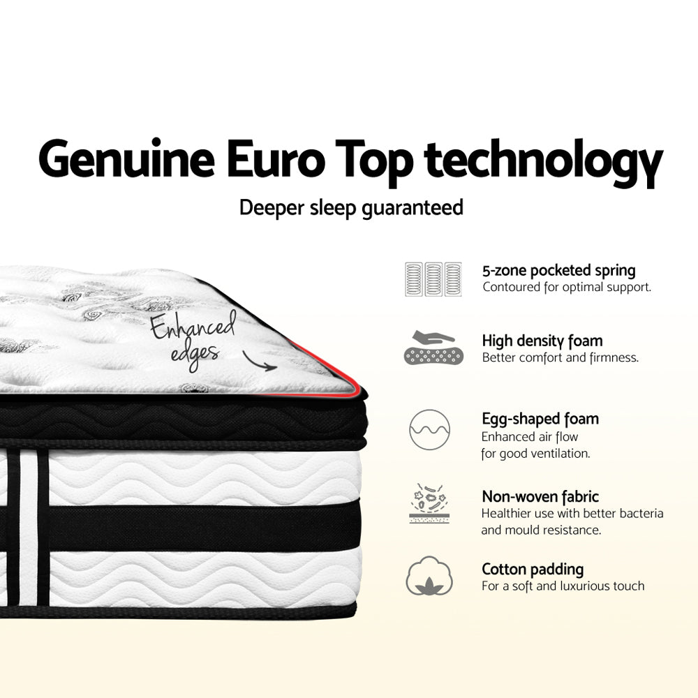 Giselle Bedding Algarve Euro Top Pocket Spring Mattress 34cm Thick King Single-5