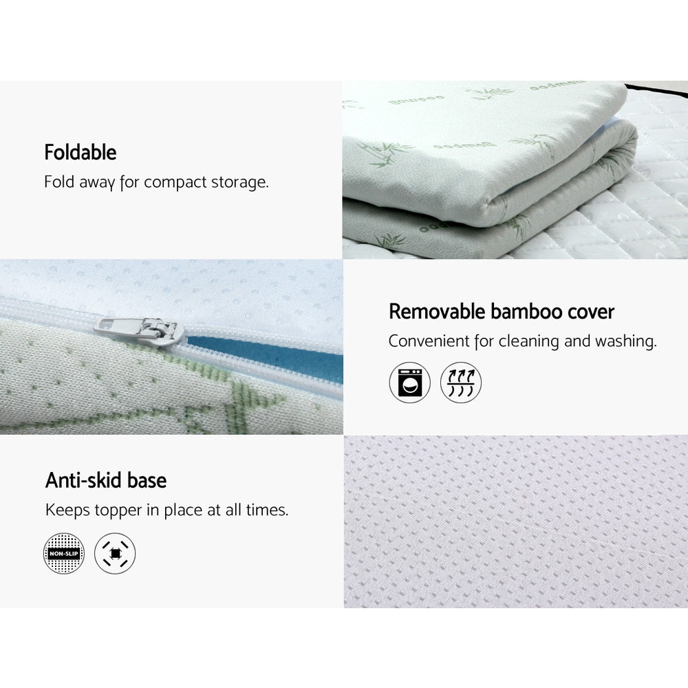 Giselle Bedding Cool Gel 7-zone Memory Foam Mattress Topper w/Bamboo Cover 8cm - Queen-2