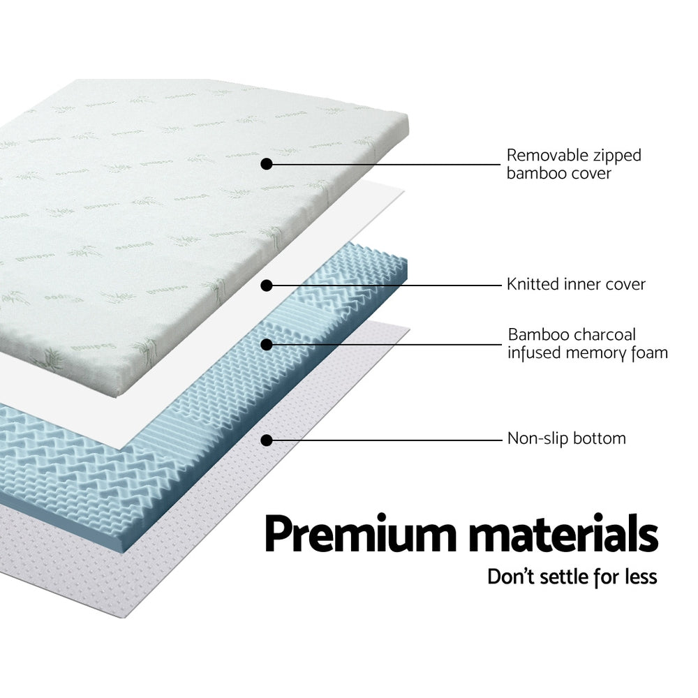 Giselle Bedding Cool Gel 7-zone Memory Foam Mattress Topper w/Bamboo Cover 8cm - Queen-3