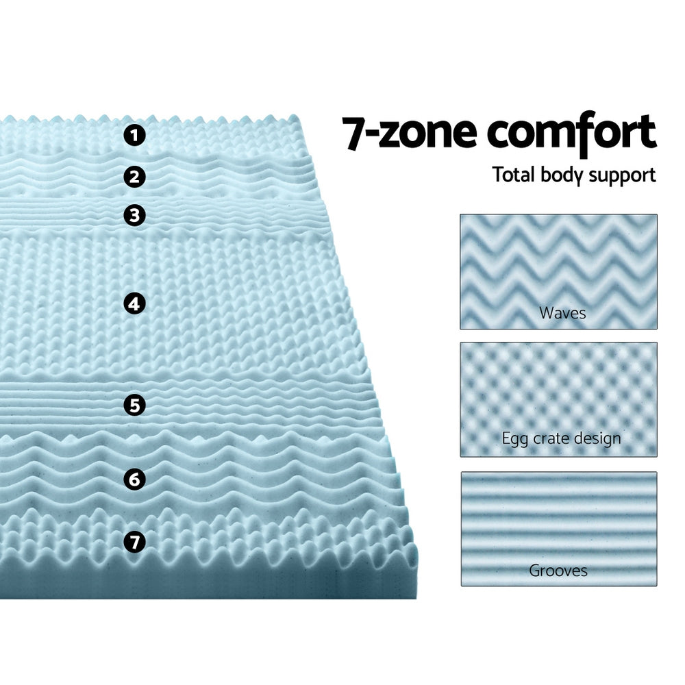 Giselle Bedding Cool Gel 7-zone Memory Foam Mattress Topper w/Bamboo Cover 8cm - Queen-4