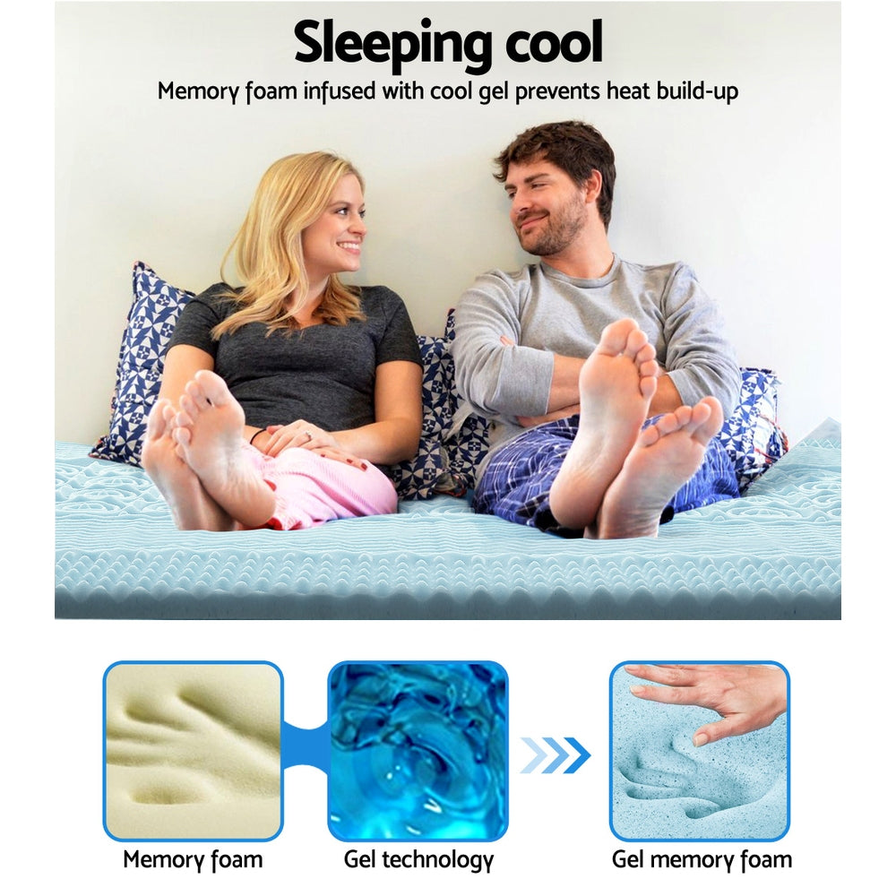 Giselle Bedding Cool Gel 7-zone Memory Foam Mattress Topper w/Bamboo Cover 8cm - Queen-5