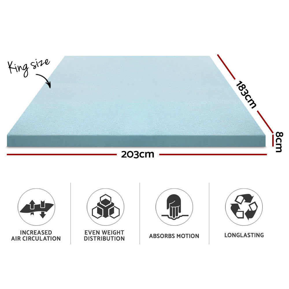Giselle Bedding Cool Gel Memory Foam Mattress Topper w/Bamboo Cover 8cm - King-1