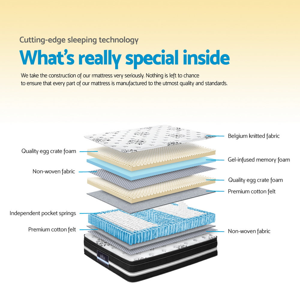 Giselle Bedding Donegal Euro Top Cool Gel Pocket Spring Mattress 34cm Thick King-4