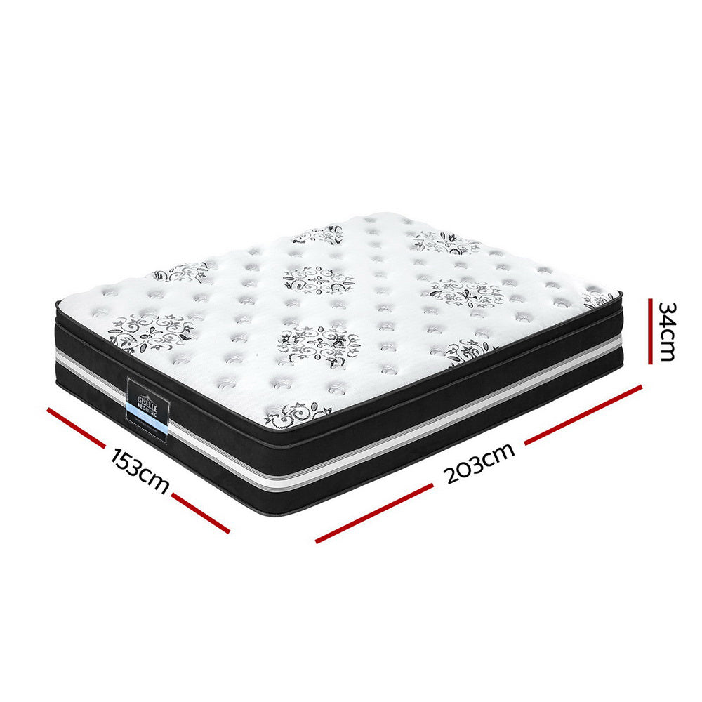 Giselle Bedding Donegal Euro Top Cool Gel Pocket Spring Mattress 34cm Thick Queen-1