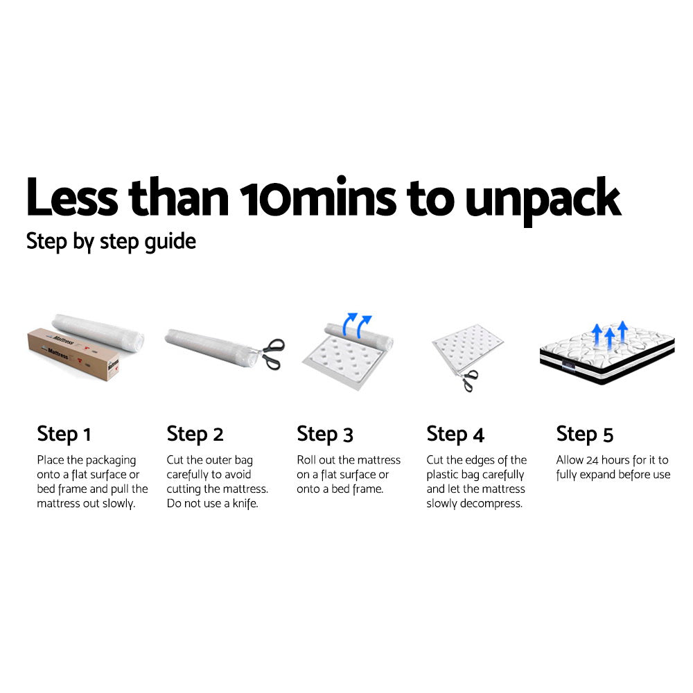 Giselle Bedding Eve Euro Top Pocket Spring Mattress 34cm Thick Queen-8