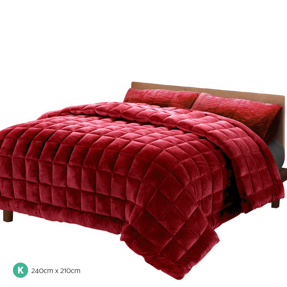 Giselle Bedding Faux Mink Quilt King Size Burgundy-1