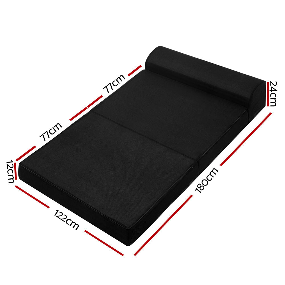 Giselle Bedding Folding Foam Mattress Portable Double Sofa Bed Mat Air Mesh Fabric Black-1