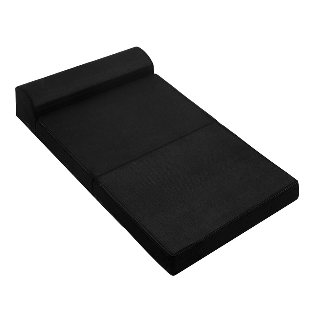 Giselle Bedding Folding Foam Mattress Portable Double Sofa Bed Mat Air Mesh Fabric Black-0