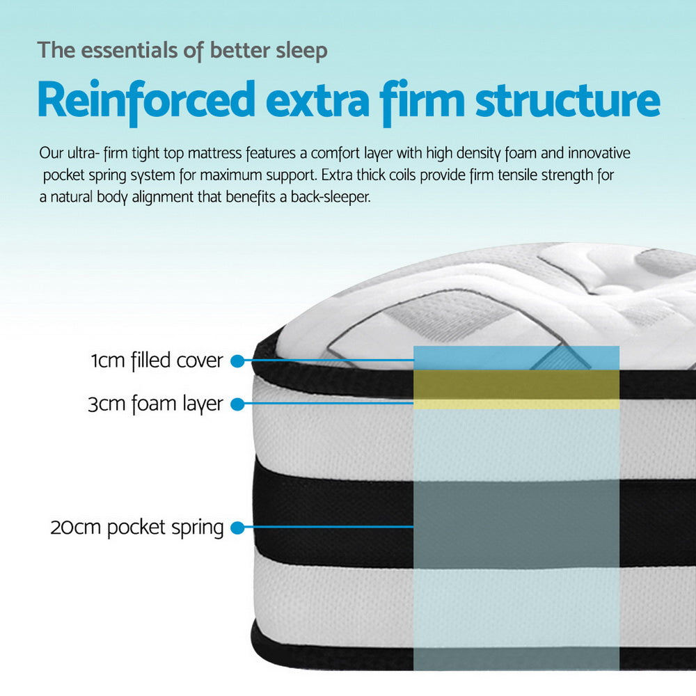Giselle Bedding Rumba Tight Top Pocket Spring Mattress 24cm Thick King-5