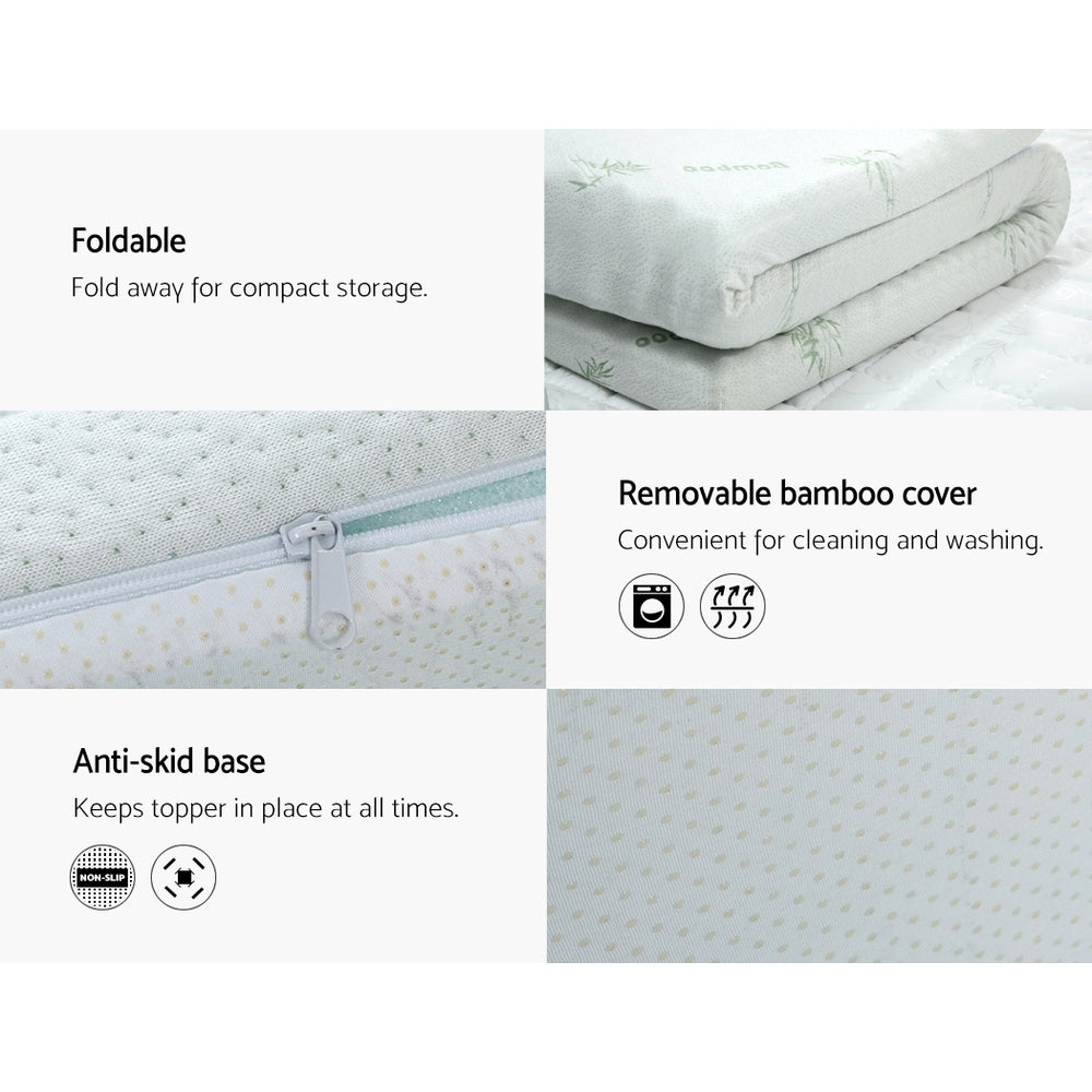 Giselle Cool Gel Memory Foam Topper Mattress Toppers w/ Bamboo Cover 5cm QUEEN-6
