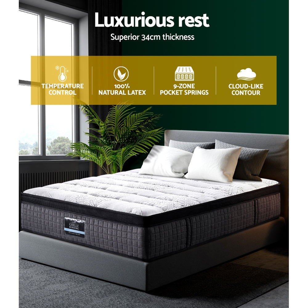 Giselle Double Mattress 9 Zone Pocket Spring Latex Foam Medium Firm 34cm-5