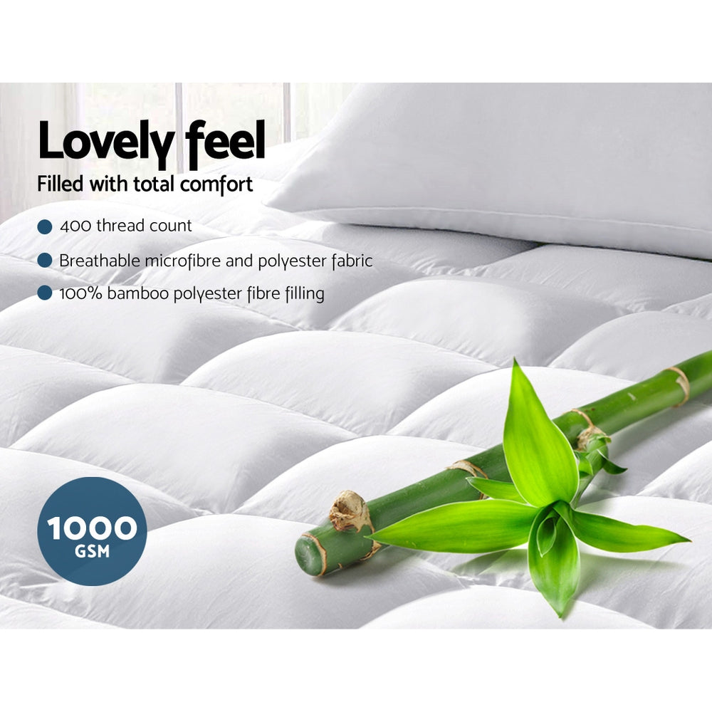 Giselle Double Mattress Topper Bamboo Fibre Pillowtop Protector-2