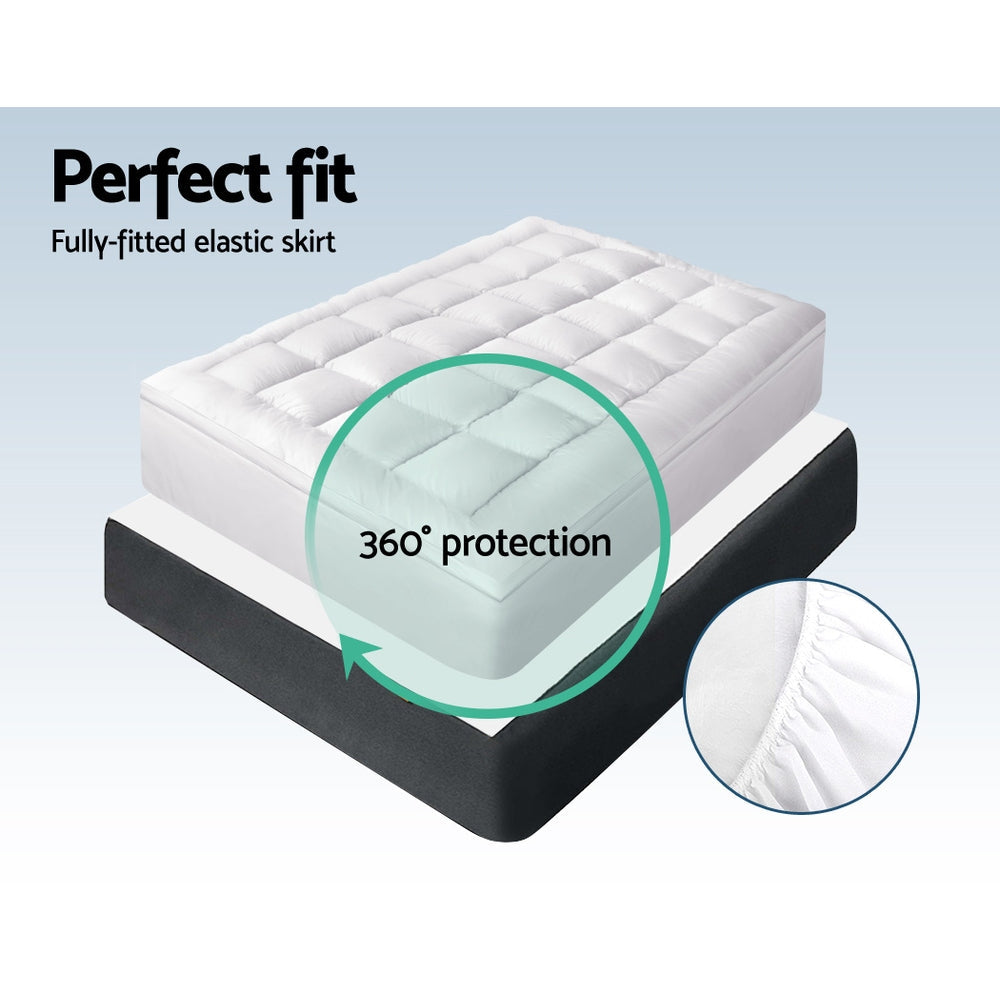 Giselle Double Mattress Topper Bamboo Fibre Pillowtop Protector-5