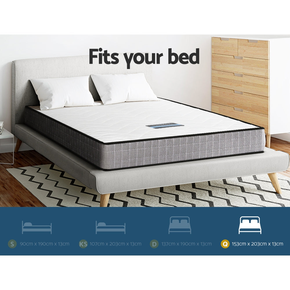 Giselle Mattress Medium Firm Mattresses Tight Top Bed Bonnel Spring 13cm QUEEN-6