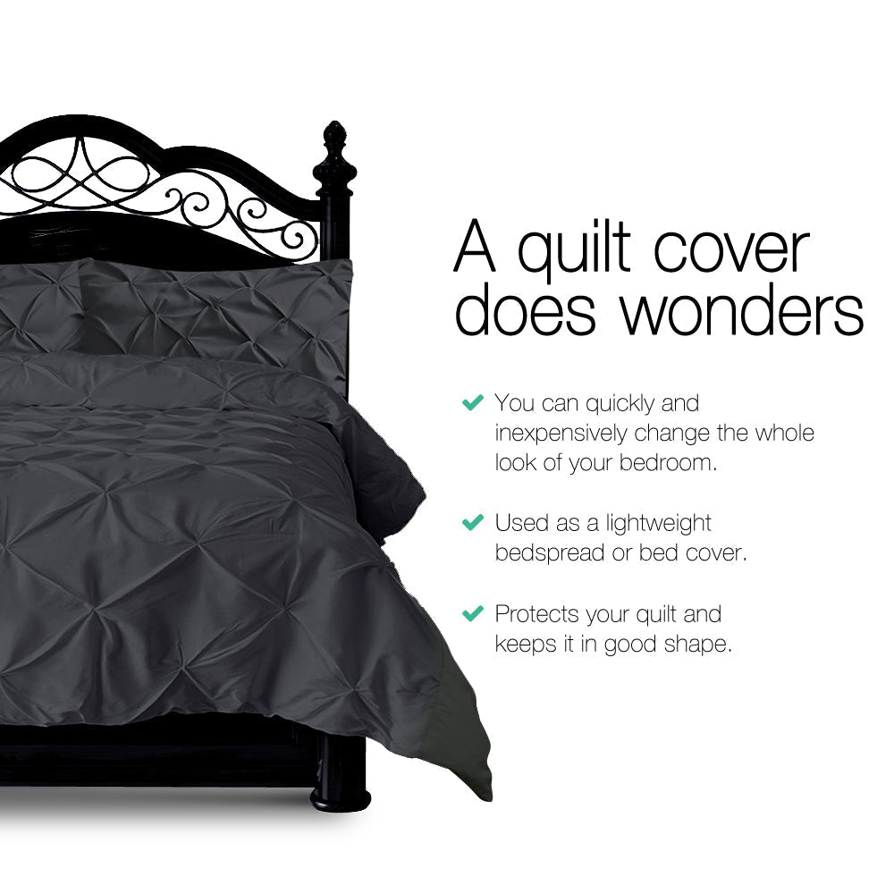 Giselle Quilt Cover Set Diamond Pinch Black - Super King-2