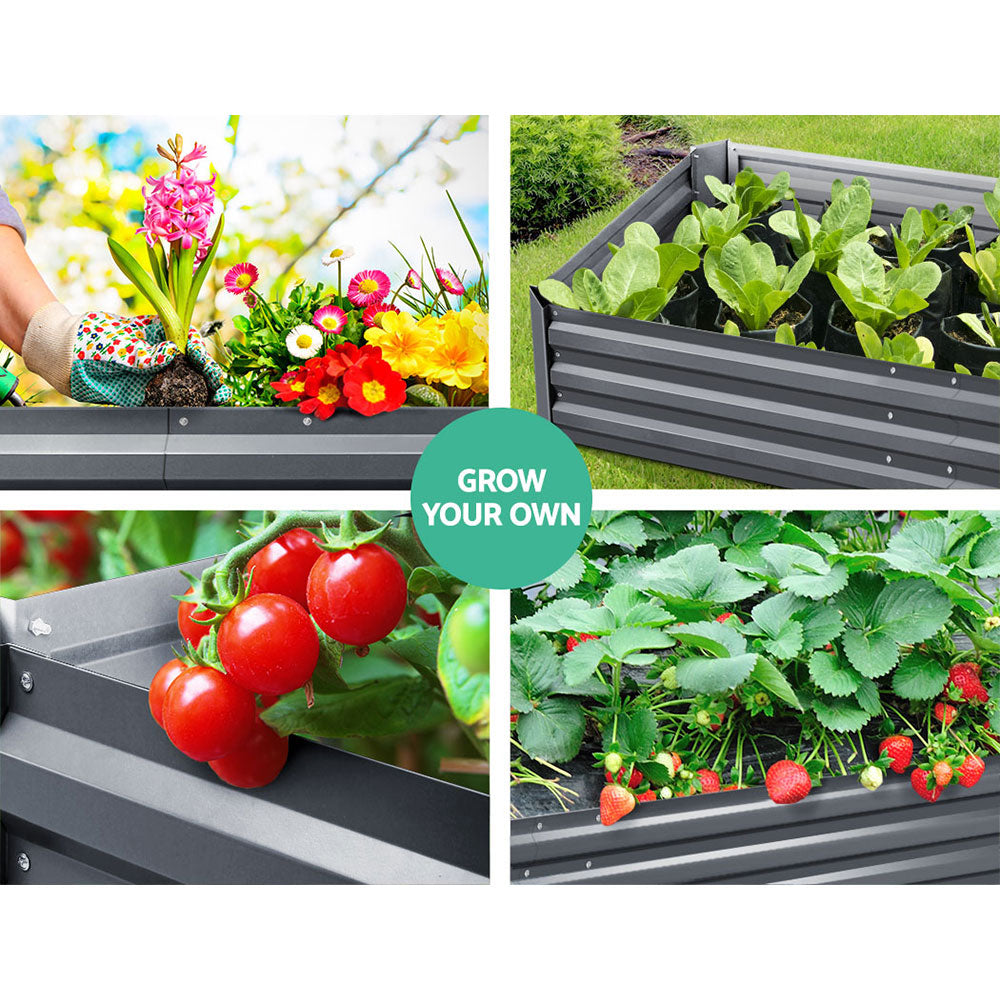 Green Fingers 150 x 90cm Galvanised Steel Garden Bed - Aliminium Grey-2