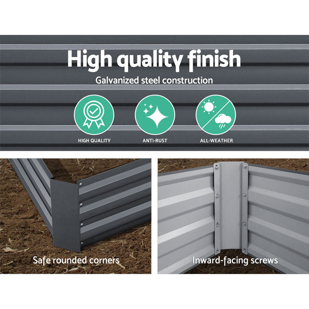 Green Fingers 150 x 90cm Galvanised Steel Garden Bed - Aliminium Grey-3