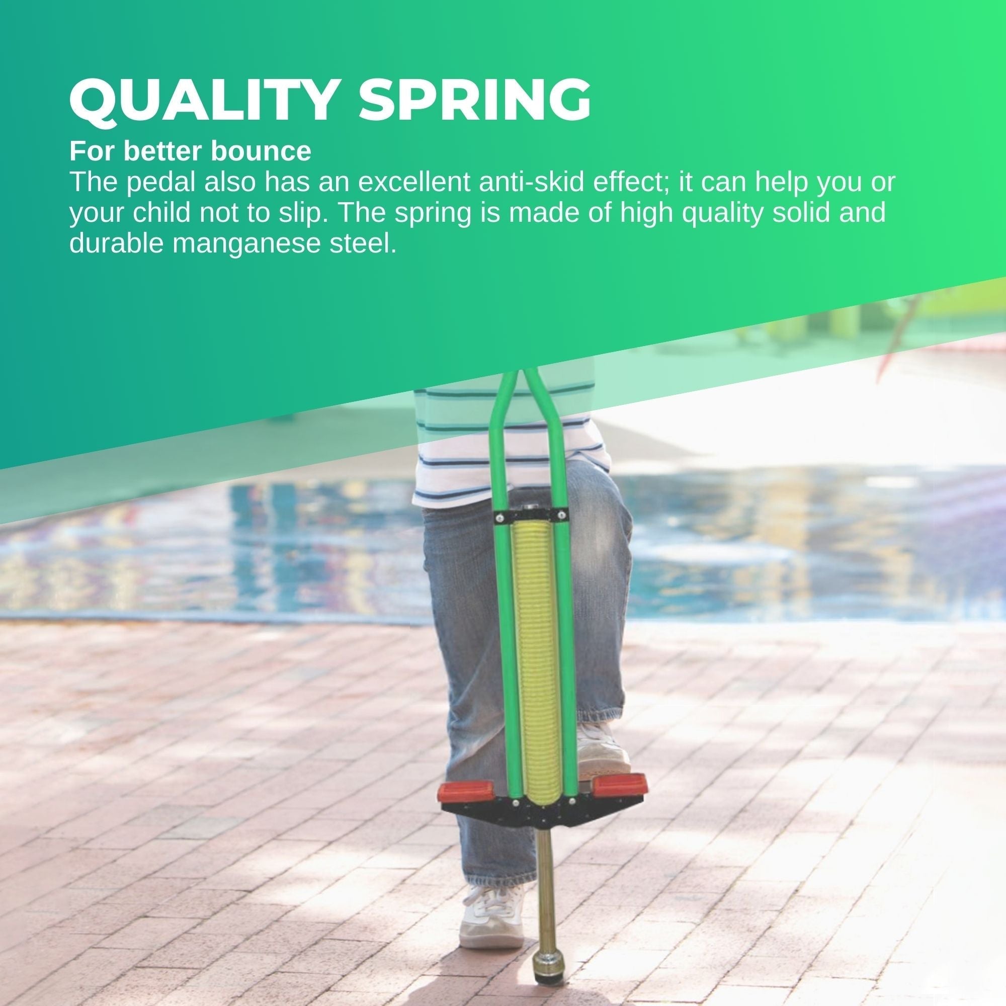Green Pogo Stick Kids - Childrens Jumping Jackhammer Exercise Hopper Toy-2
