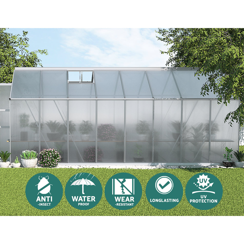 Greenfingers Aluminium Greenhouse Polycarbonate Green House Garden Shed 4.7x2.5M-4