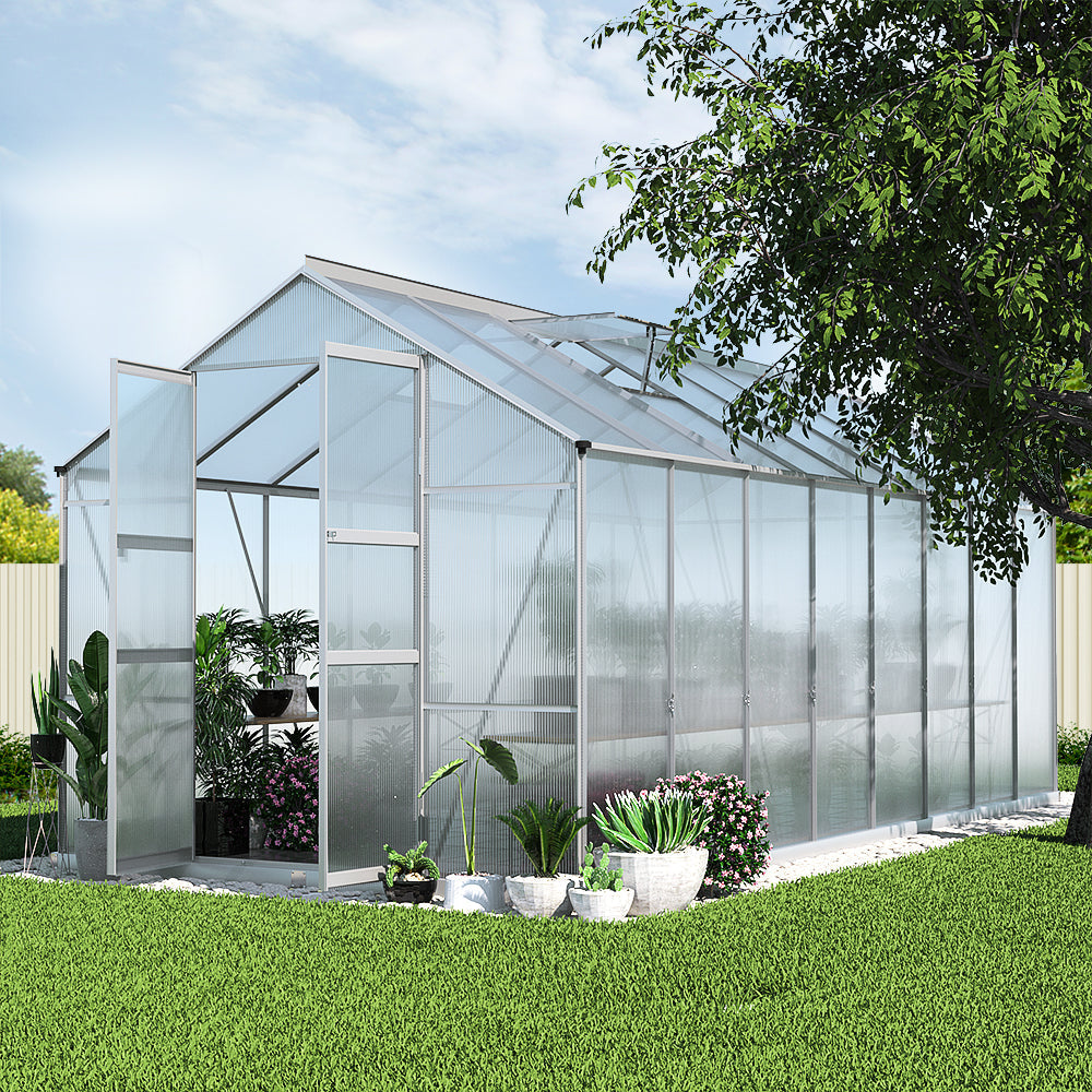 Greenfingers Aluminium Greenhouse Polycarbonate Green House Garden Shed 4.7x2.5M-7