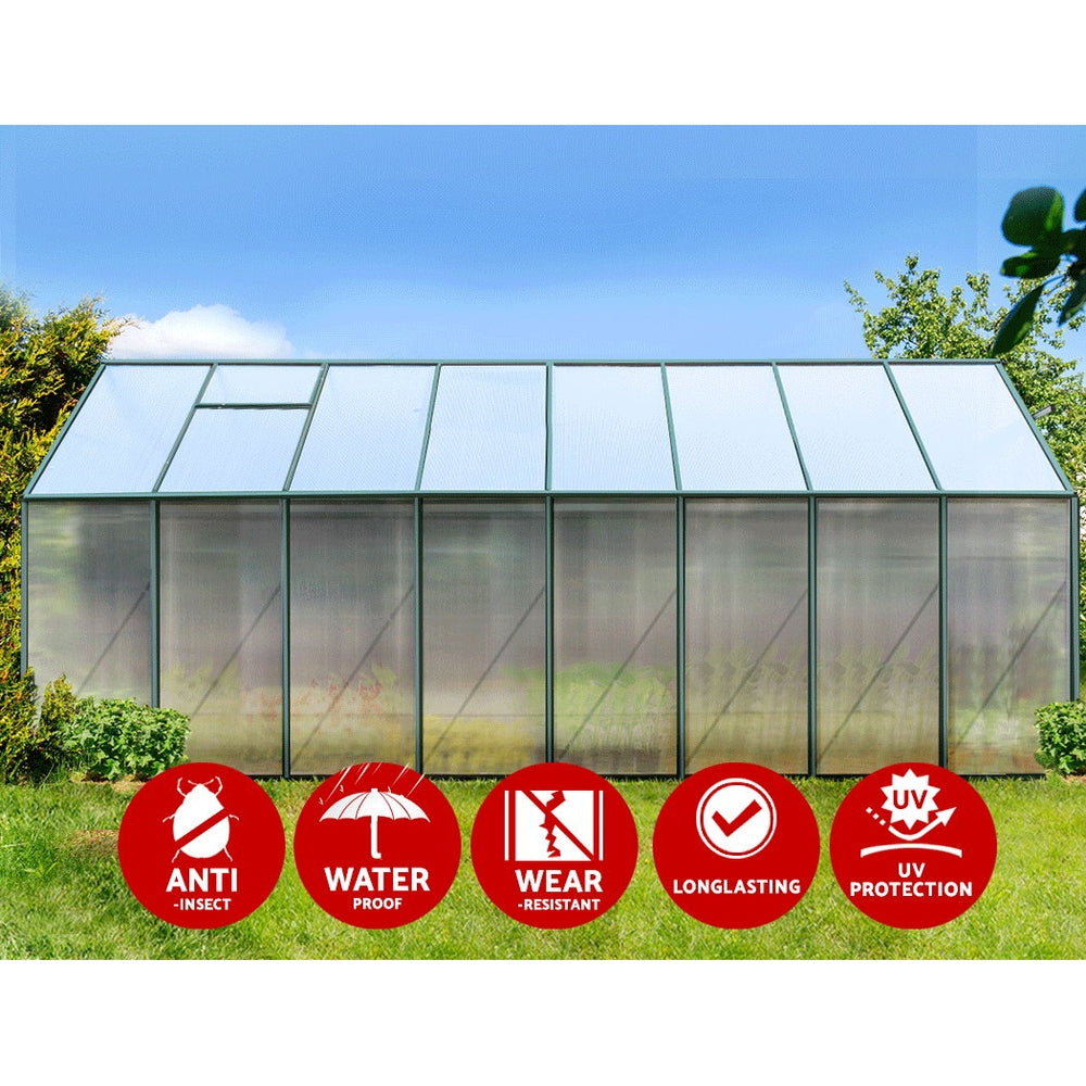 Greenfingers Aluminium Greenhouse Polycarbonate Green House Garden Shed 5.1x2.44M-4