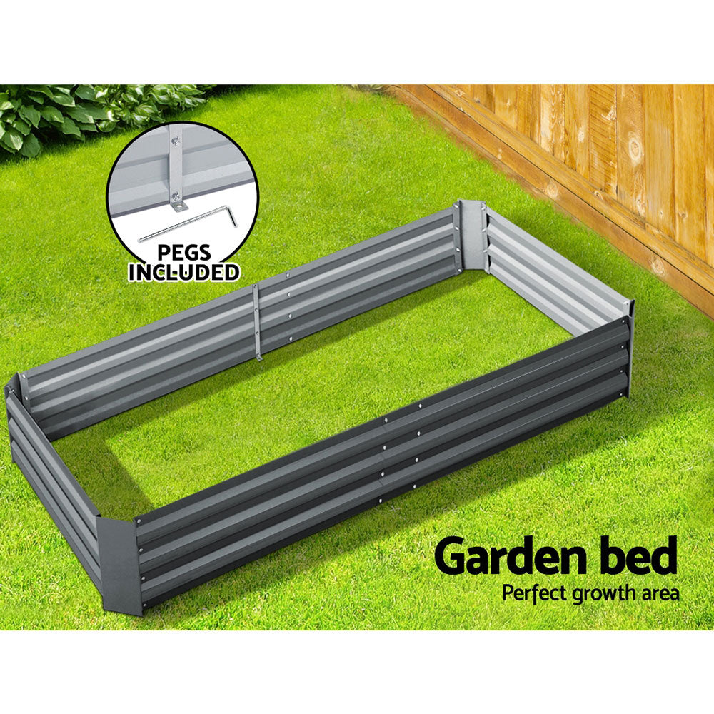 Greenfingers Galvanised Steel Raised Garden Bed Instant Planter 210 x 90 Aluminium-5