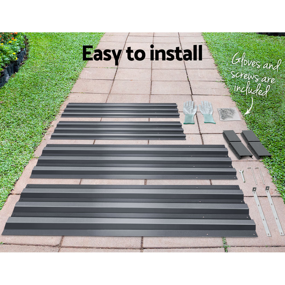 Greenfingers Galvanised Steel Raised Garden Bed Instant Planter 210 x 90 Aluminium-6