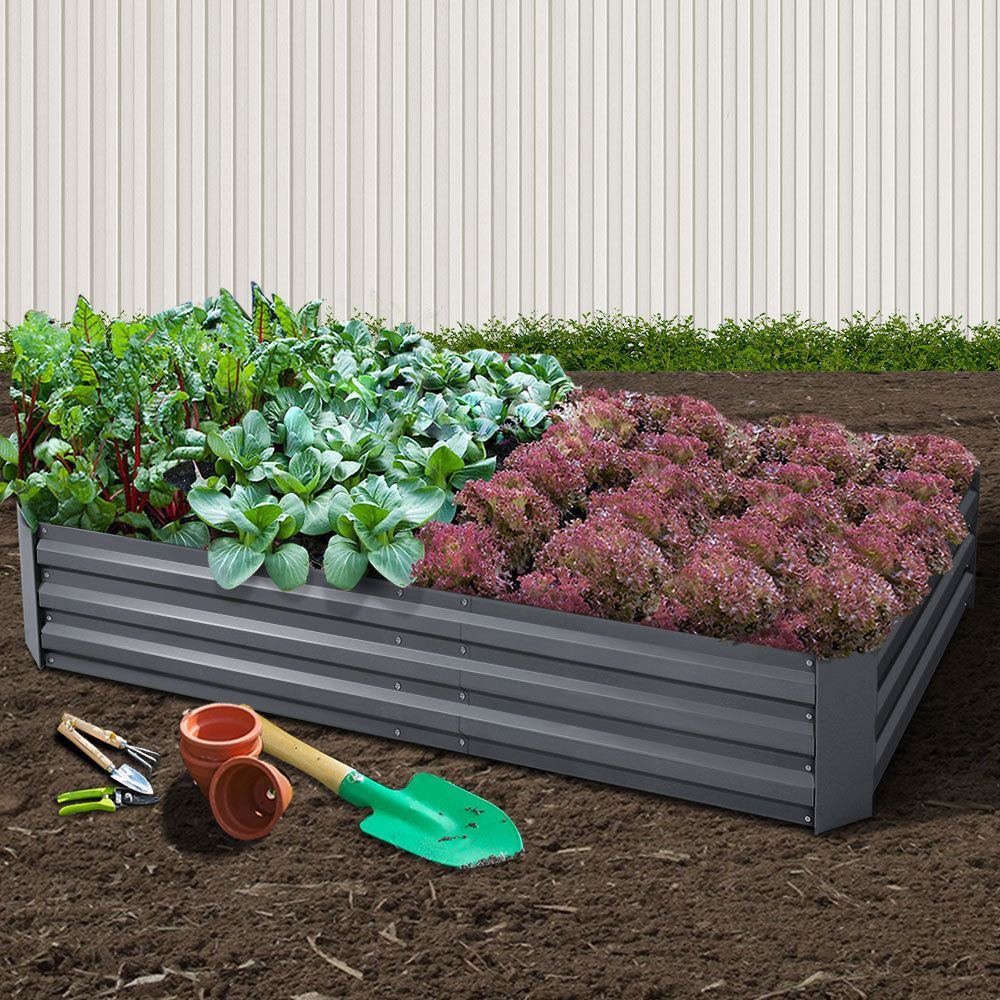 Greenfingers Galvanised Steel Raised Garden Bed Instant Planter 210 x 90 Aluminium-7