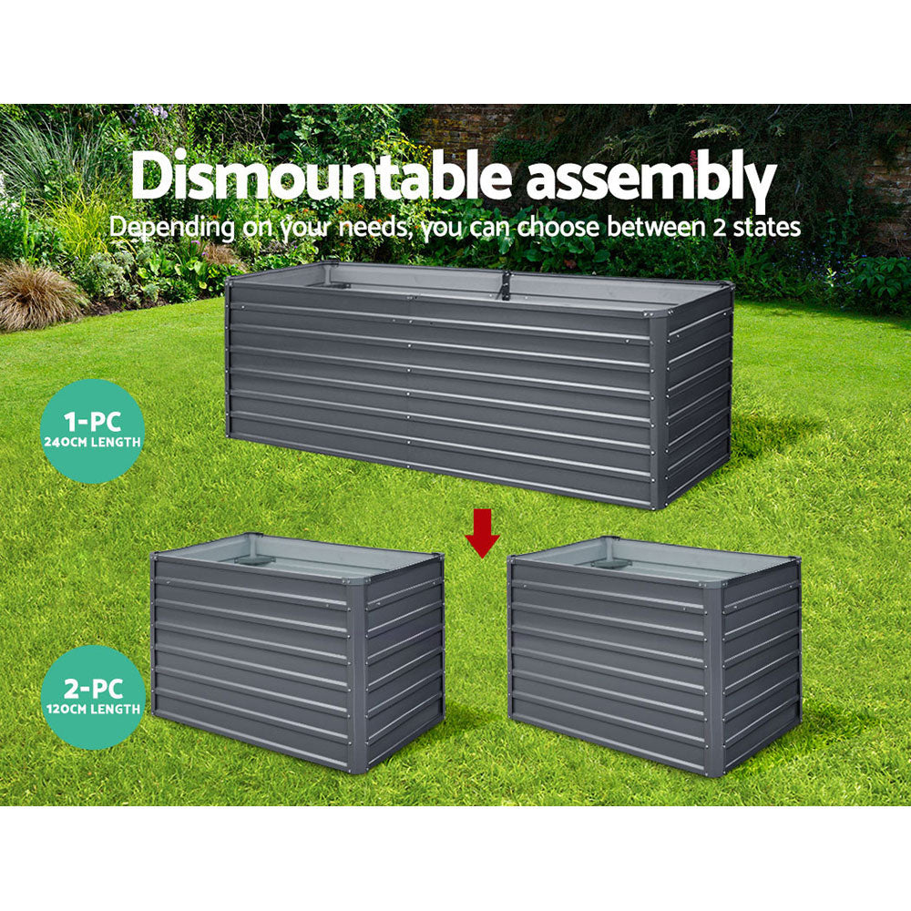 Greenfingers Garden Bed 240X80X77CM Galvanised Raised Steel Instant Planter 2N1-4