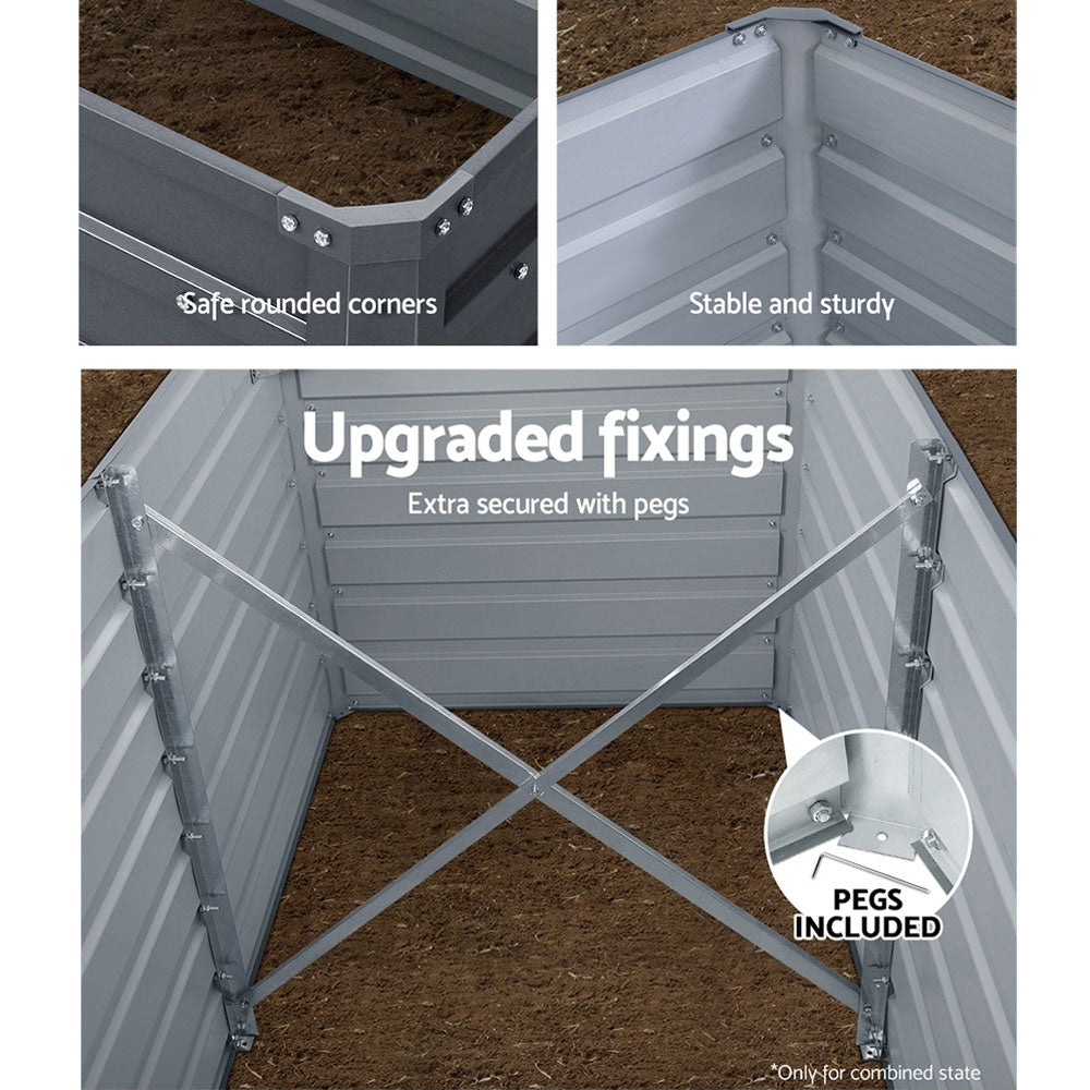 Greenfingers Garden Bed 240X80X77CM Galvanised Raised Steel Instant Planter 2N1-5