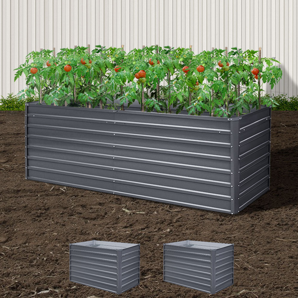 Greenfingers Garden Bed 240X80X77CM Galvanised Raised Steel Instant Planter 2N1-7
