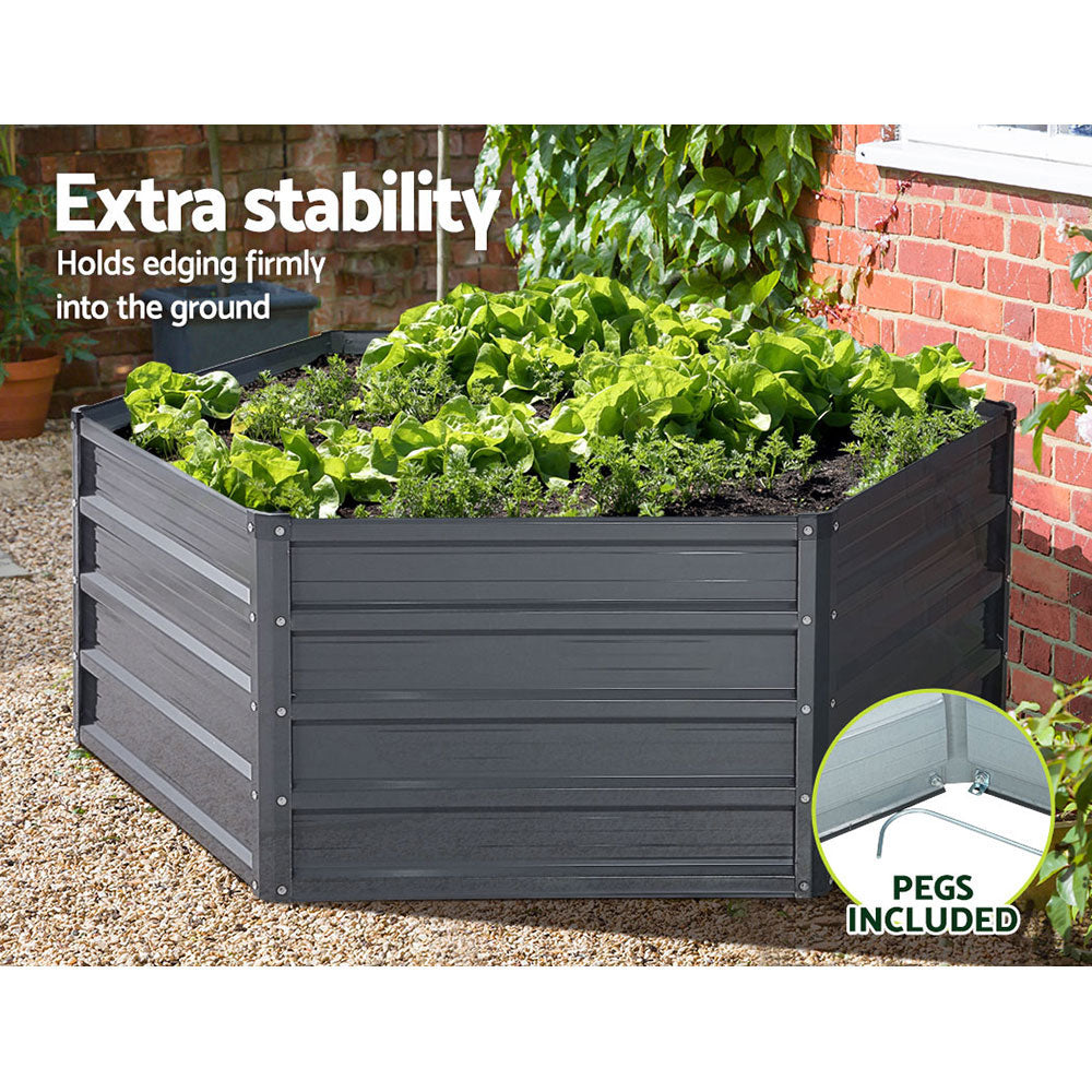 Greenfingers Garden Bed 2PCS 130X130X46CM Galvanised Steel Raised Planter-4