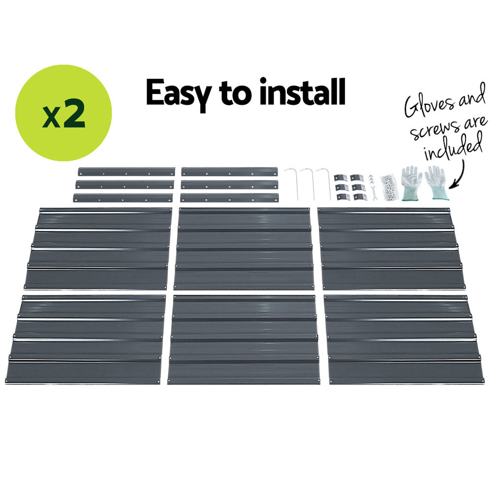 Greenfingers Garden Bed 2PCS 130X130X46CM Galvanised Steel Raised Planter-5