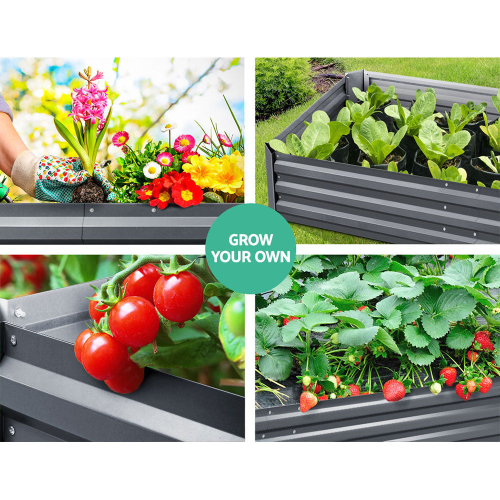 Greenfingers Garden Bed 2PCS 210X90X30cm Galvanised Steel Raised Planter-2
