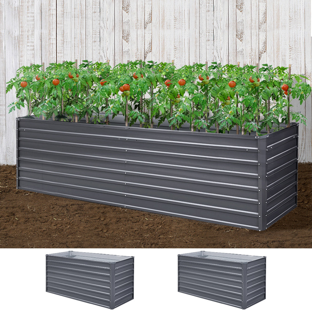 Greenfingers Garden Bed 320 x 80 x 77cm Galvanised Steel Raised Planter 2N1-6