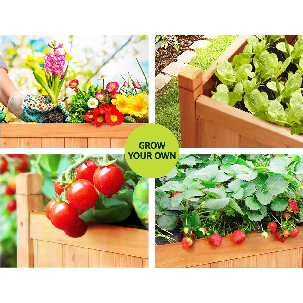 Greenfingers Garden Bed Raised Wooden Planter Outdoor Box Vegetables 90x30x33cm-4