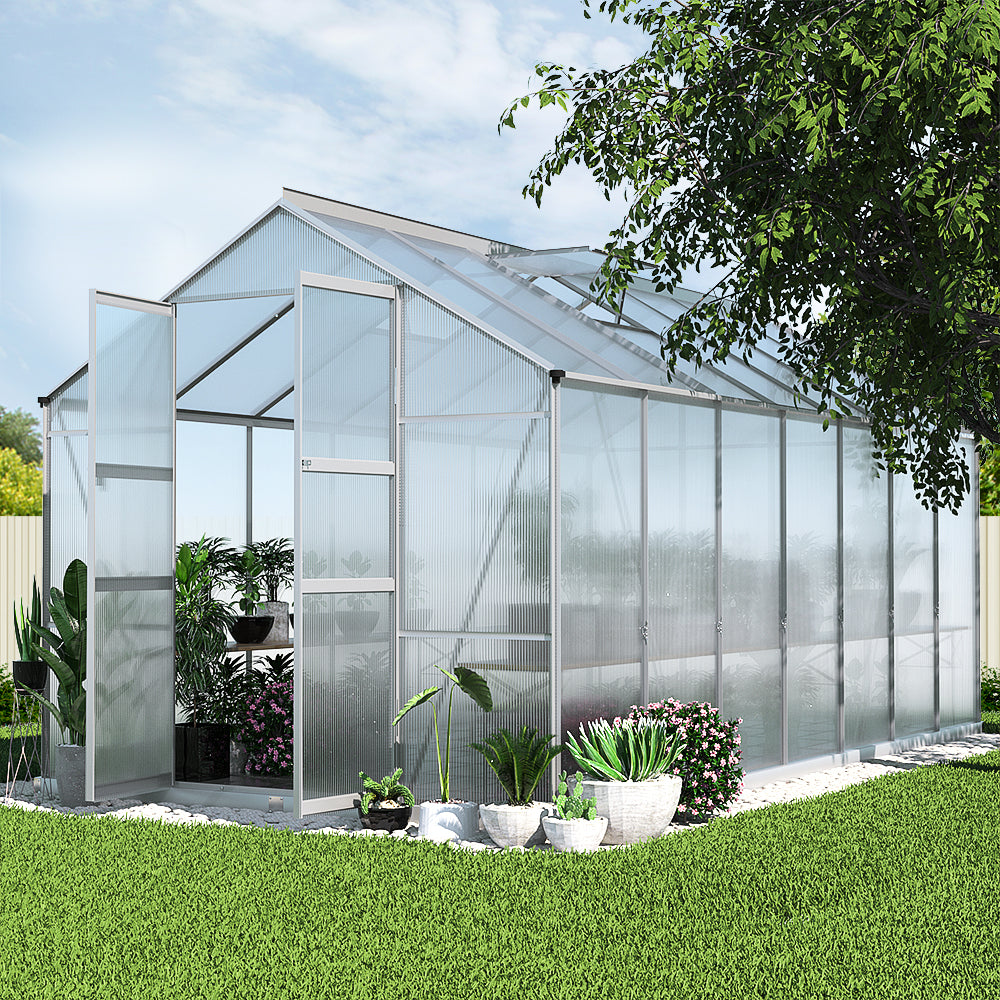 Greenfingers Greenhouse Aluminium Green House Garden Shed Polycarbonate 4.1x2.5M-7
