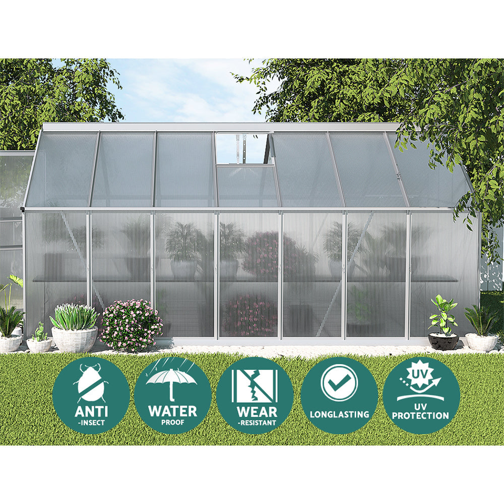 Greenfingers Greenhouse Aluminium Green House Polycarbonate Garden Shed 4.2x2.5M-4