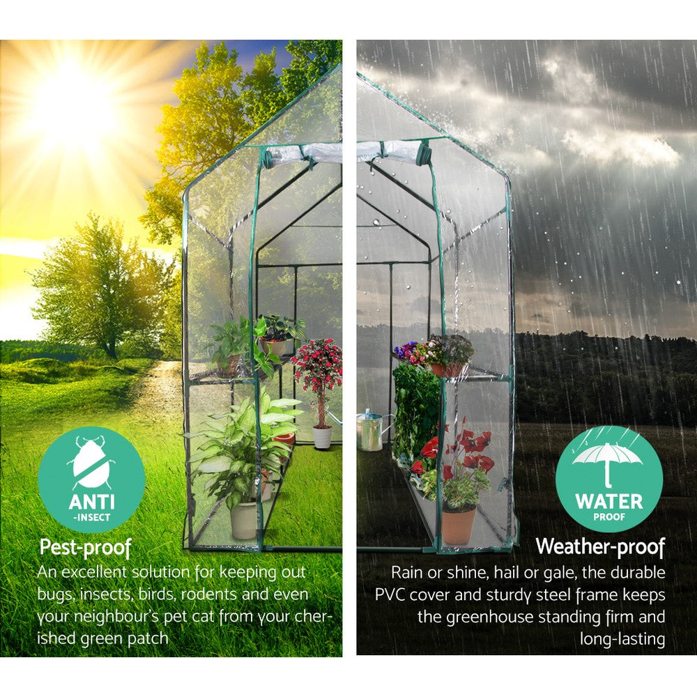 Greenfingers Greenhouse Garden Shed Green House 1.9X1.2M Storage Greenhouses Clear-3
