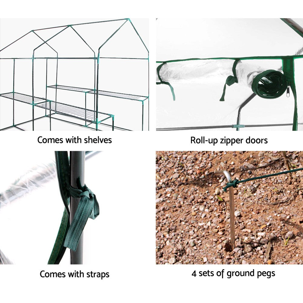 Greenfingers Greenhouse Garden Shed Green House 1.9X1.2M Storage Greenhouses Clear-5