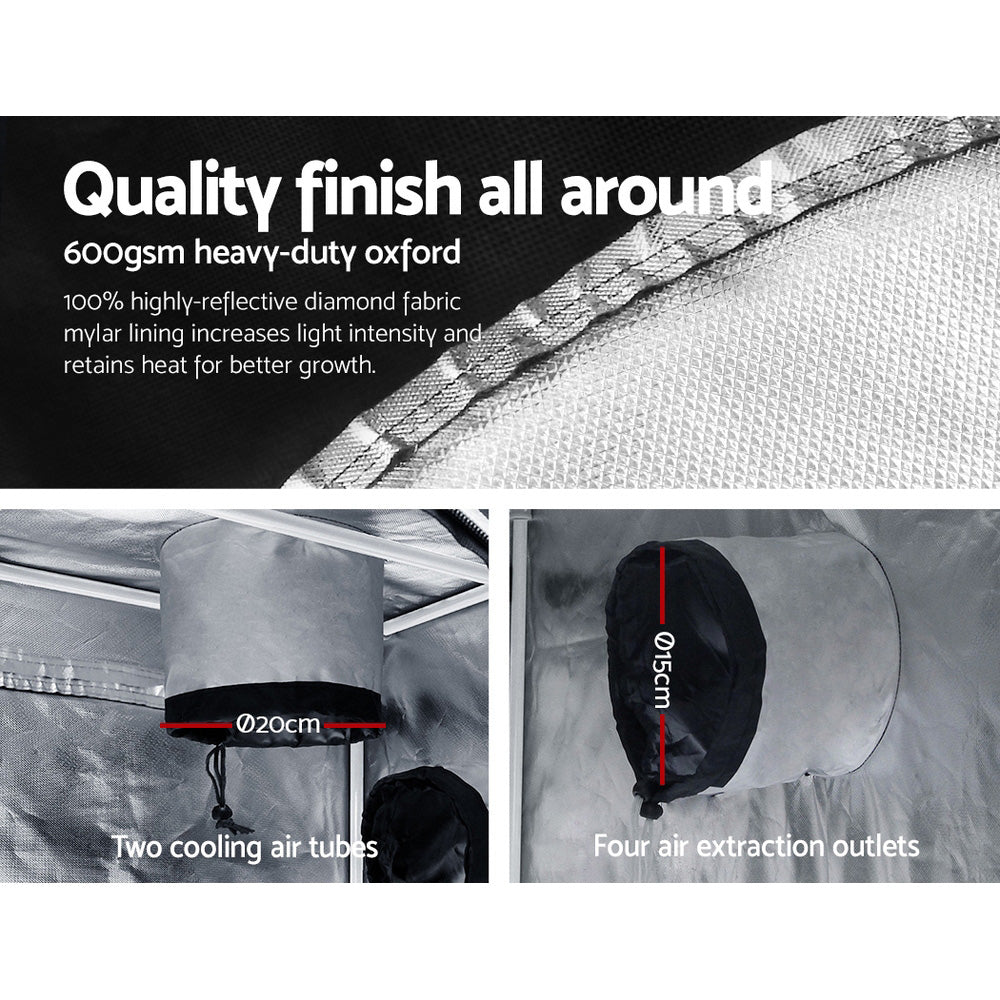 Greenfingers Hydroponics Grow Tent Kits Hydroponic Grow System 2.4m x 1.2m x 2m 600D Oxford-3