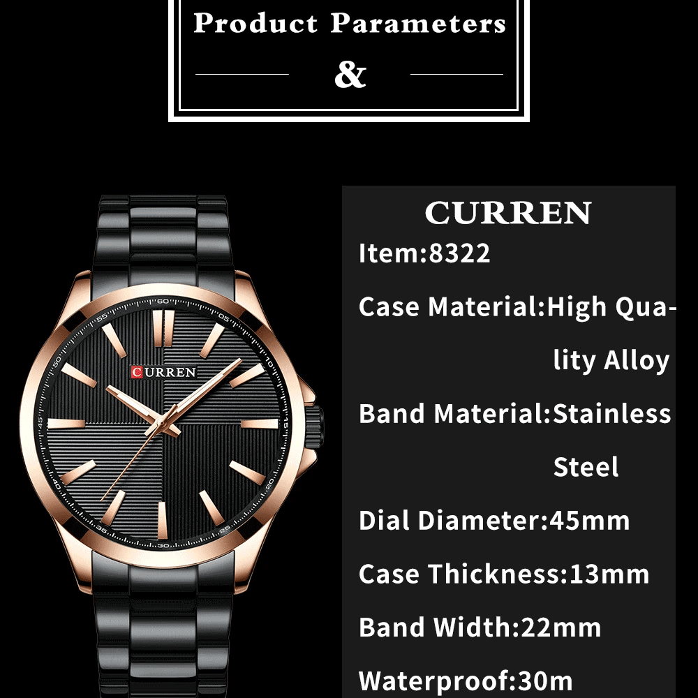 CURREN Watches Men Fashion Watch 2019 Luxury Stainless Steel Band Reloj Wristwatch Business Clock Waterproof Relogio Masculino