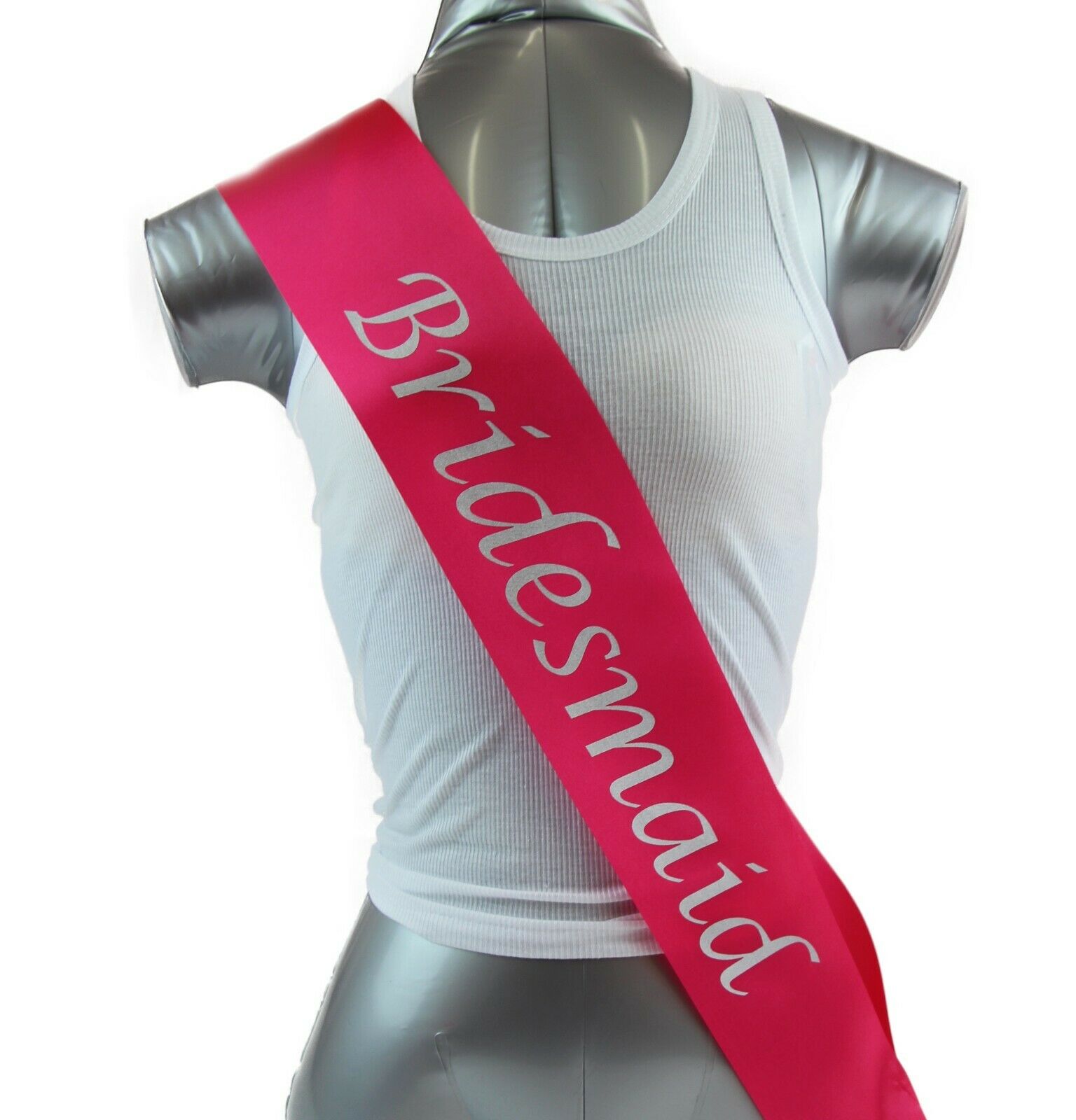 Hens Night Party Bridal Sash Hot Pink/Silver - Bridesmaid-0