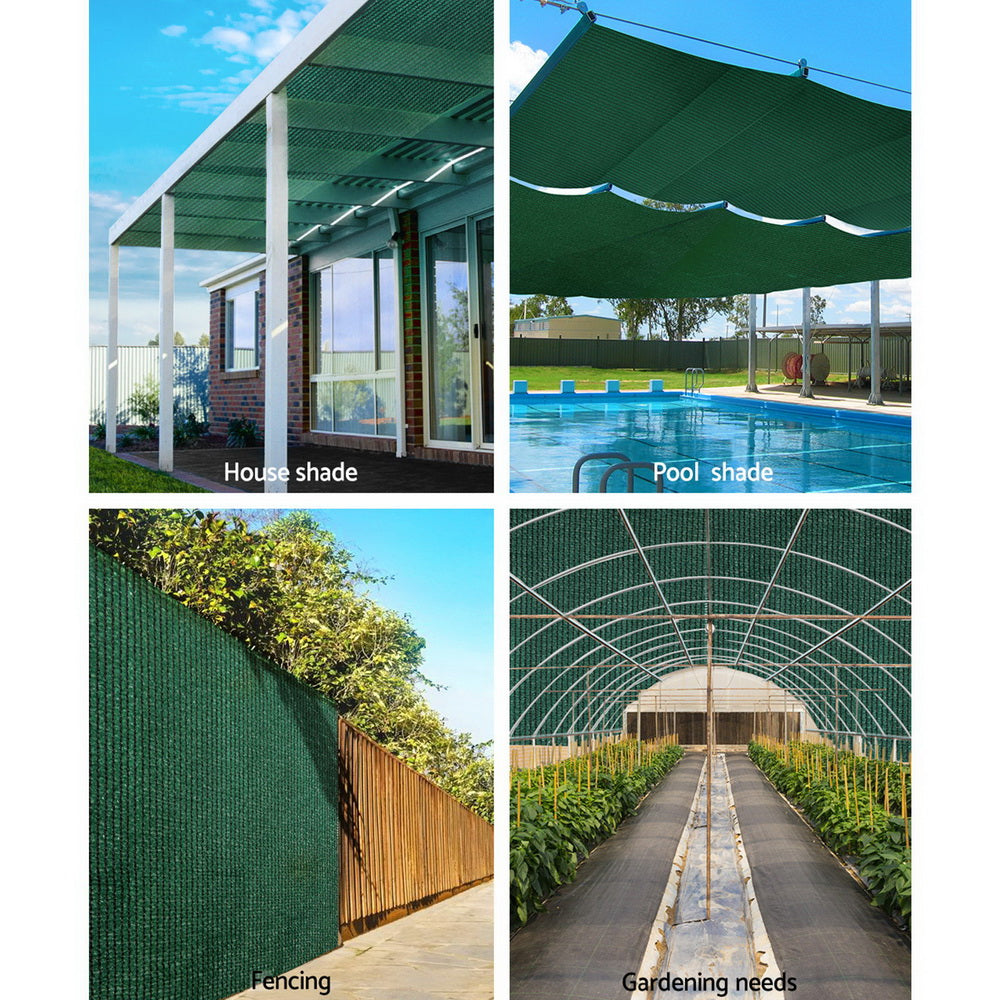 Instahut 90% Sun Shade Cloth Shadecloth Sail Roll Mesh 3.66x10m 195gsm Green-3