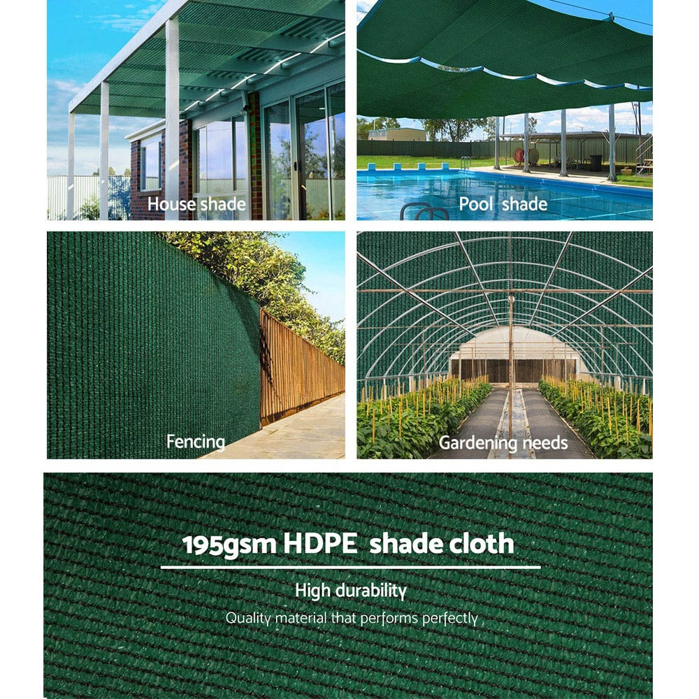 Instahut 90% Sun Shade Cloth Shadecloth Sail Roll Mesh 3.66x20m 195gsm Green-3