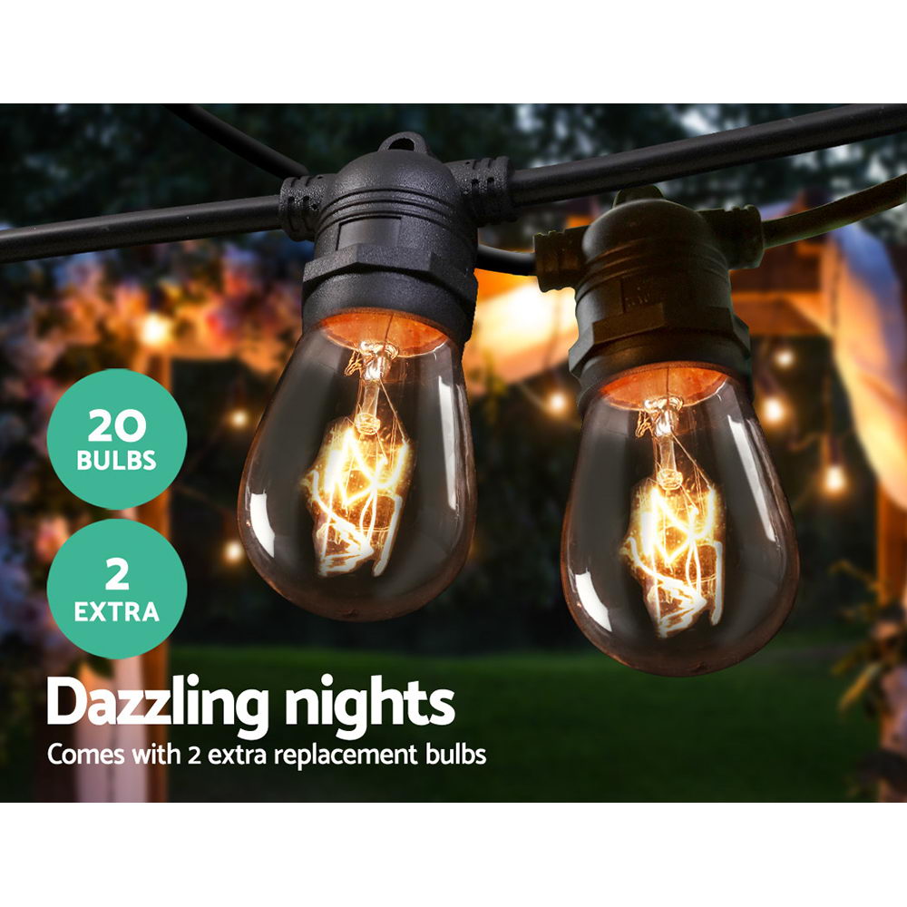 Jingle Jollys 20m Festoon String Lights Christmas Bulbs Party Wedding Garden Party-2