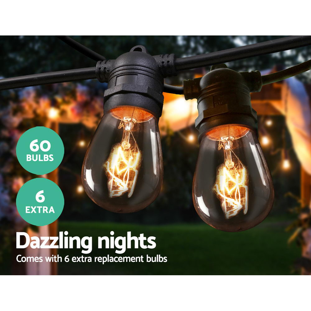 Jingle Jollys 56m Festoon String Lights Christmas Bulbs Party Wedding Garden Party-2